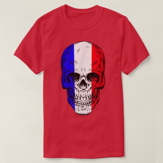 Cool Skull met Franse vlag T-Shirt Copy (Design voorkant)