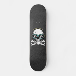 Cool Skull Sunbril & Headphones Black Gothic Persoonlijk Skateboard