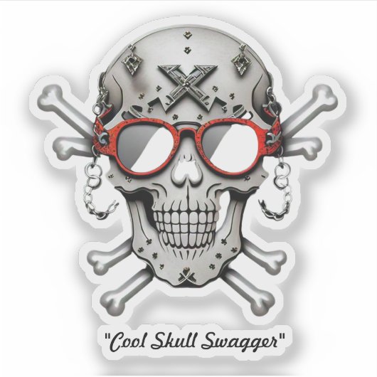 "Cool Skull Swagger" Sticker (Voorkant)