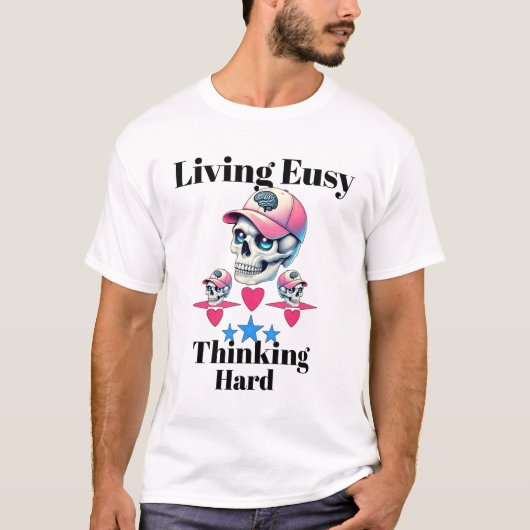 Cool Skull Thinking T-Shirt voor Heren 2025 (Voorkant)