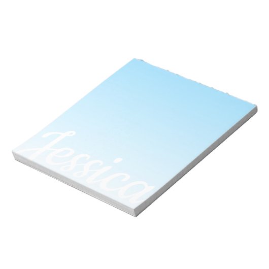 Cool Sky Blue Ombre & Your Script Notitieblok (Linkerzijde)