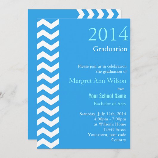 Cool sky blue Summer graduparty Kaart (Voorkant / Achterkant)