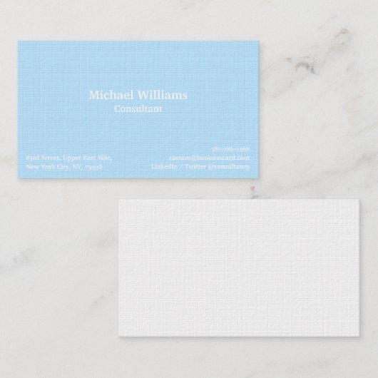 Cool Sky Blue Trendy Chic Checkered Lines Modern Visitekaartje (Voorkant / Achterkant)