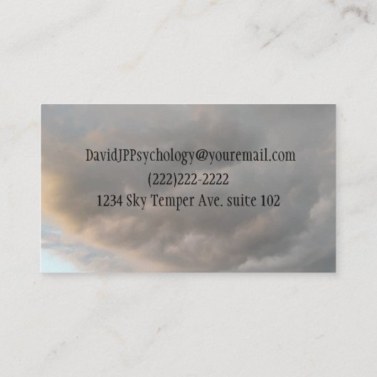 Cool Sky Clouds Background Psycholoog Visitekaartje (Achterkant)