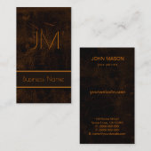 Cool Slank Bruin Faux Lederen Monogram Accountant Visitekaartje (Voorkant / Achterkant)