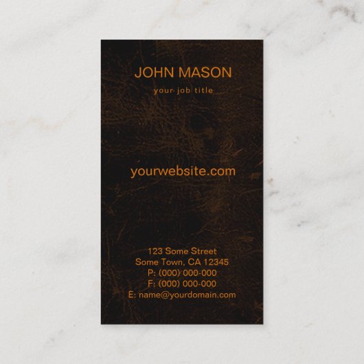 Cool Slank Bruin Faux Lederen Monogram Accountant Visitekaartje (Achterkant)