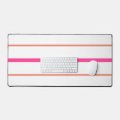 Cool Slank Roze Sinaasappel Racing Stripes op Wit Bureaumat (Keyboard & Muis)
