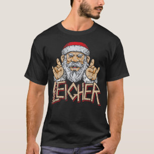 Cool Sleigher Santa Funny Kerstmis Heavy Metal Mu T-shirt