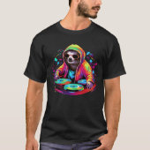 Cool Sloth DJ Neon T-shirt (Voorkant)