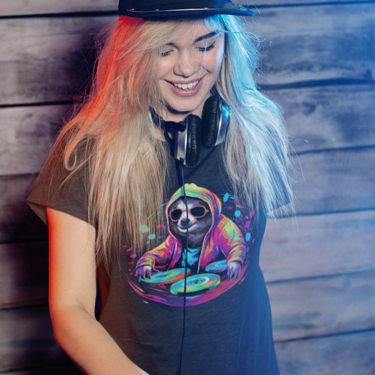 Cool Sloth DJ Neon T-shirt