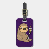 Cool Sloth Drink Champagne Cartoon Bagagelabel (Voorkant verticaal)