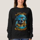 Cool Sloth Hello Summer Vacation Beach Summer Trui (Voorkant)