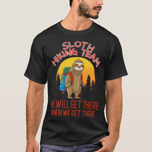Cool Sloth Hiking Team Funny Lazy Backpack T-shirt (Voorkant)