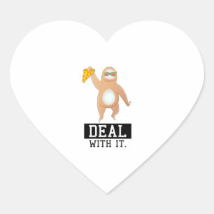 Cool sloth houdt van pizza hart sticker