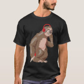 Cool Sloth Music Headphones Funny Animal Earphones T-shirt (Voorkant)