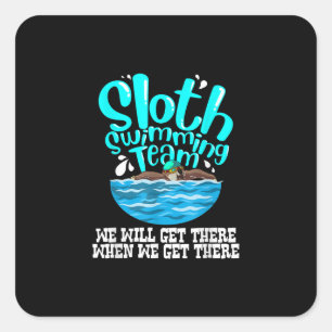 Cool Sloth Swimming Team Funny Animal Swimmer Vierkante Sticker