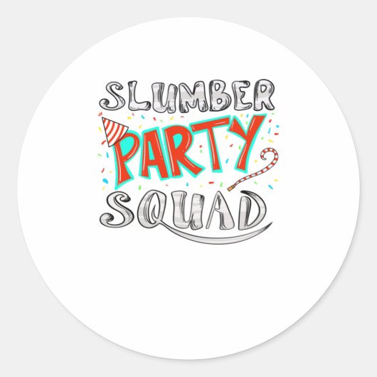 Cool Slumber Party Squad Funny Sleepover Pajam Ronde Sticker (Voorkant)