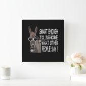 Cool Smart Donkey Vierkante Klok (Huis)