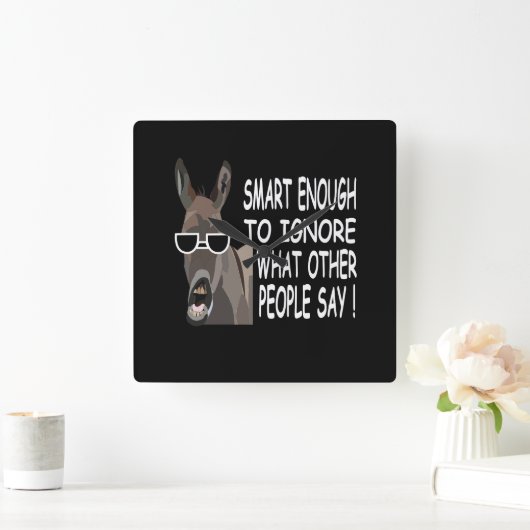 Cool Smart Donkey Vierkante Klok (Huis)