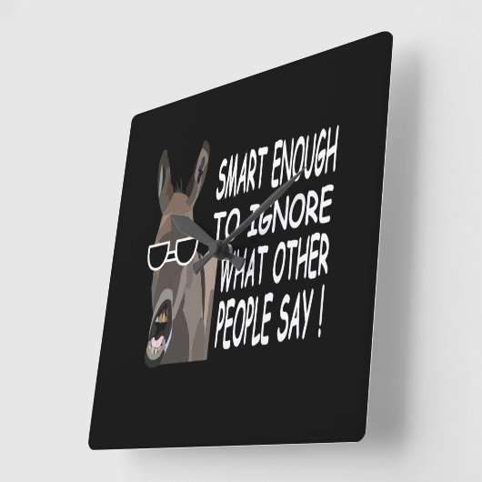 Cool Smart Donkey Vierkante Klok (Hoek)