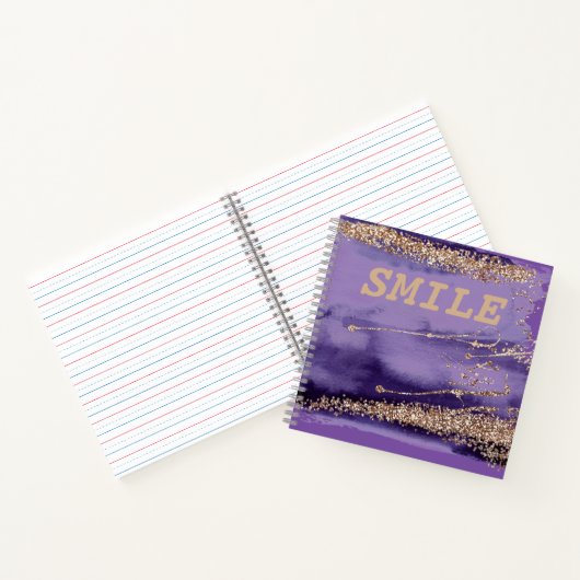Cool Smile Gold Paarse Persoonlijk Notitieboek (Binnen)