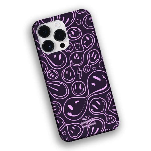 Cool Smiling Face Smile Pattern Lavender Case-Mate iPhone Case
