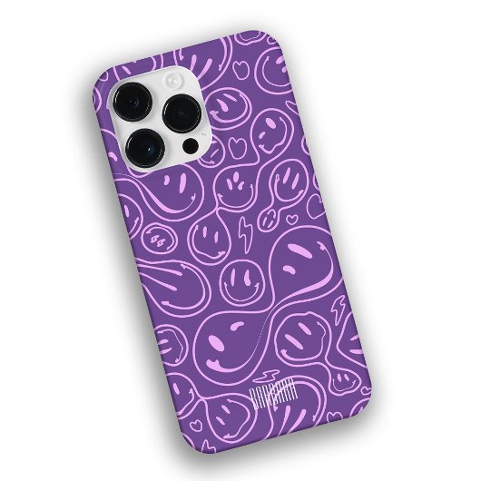 Cool Smiling Face Smile Pattern Lavender Case-Mate iPhone Case