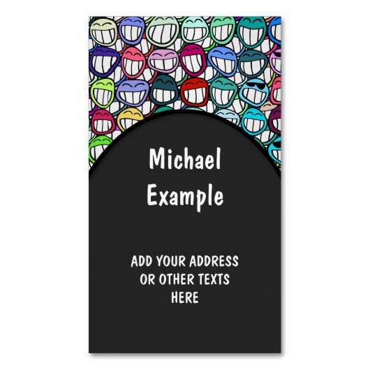 COOL SMILING FACES GROEP II + uw idee Visitekaartje Magneet (Voorkant Verticaal)