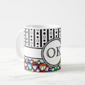 Cool Smiling Faces Patroon I + uw monogram Koffiemok (Voorkant links)