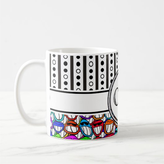 Cool Smiling Faces Patroon I + uw monogram Koffiemok (Links)