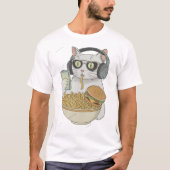Cool Snack Cat with Headphones . T-shirt (Voorkant)