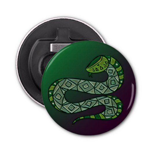 Cool Snake Metallized Tribal Art Button Flesopener (Voorkant)