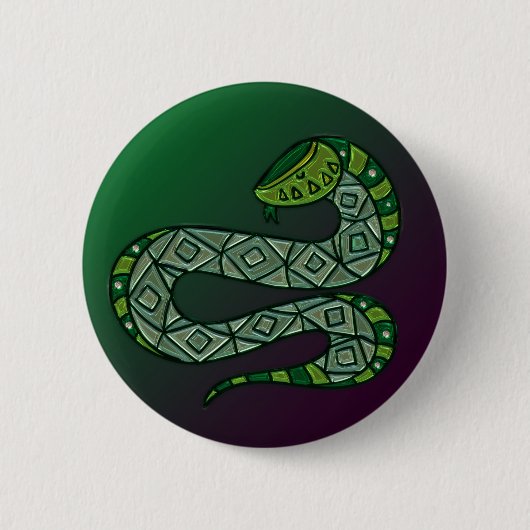Cool Snake Metallized Tribal Art Ronde Button 5,7 Cm (Voorkant)