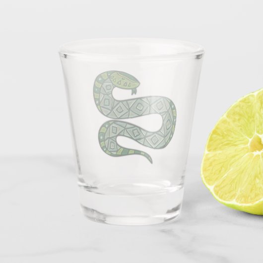 Cool Snake Metallized Tribal Art Shot Glas (Achterkant)