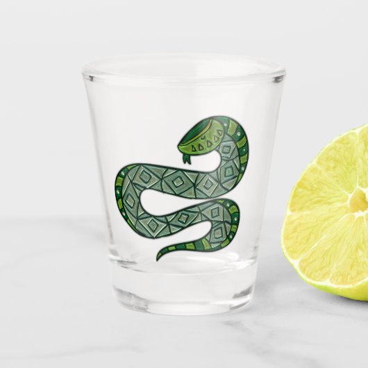 Cool Snake Metallized Tribal Art Shot Glas (Voorkant)