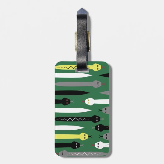 Cool Snake Pattern Donkergroen - Voeg Jouw naam to Bagagelabel (Achterkant verticaal)