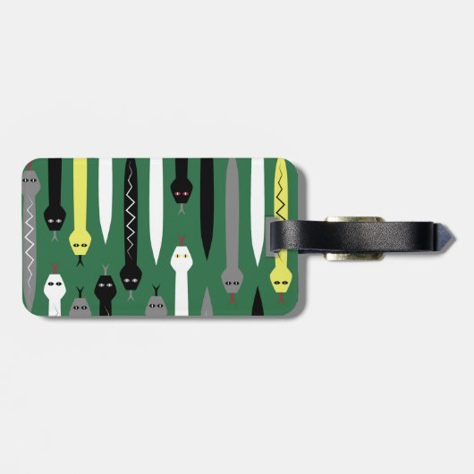 Cool Snake Pattern Donkergroen - Voeg Jouw naam to Bagagelabel (Achterkant horizontaal)