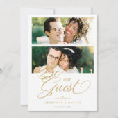 Cool Snazzy Golden Effect 2 Photos Wedding  Save The Date (Voorkant)