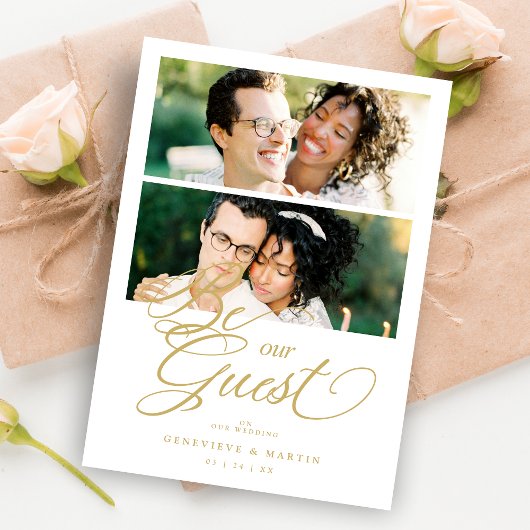 Cool Snazzy Golden Effect 2 Photos Wedding  Save The Date