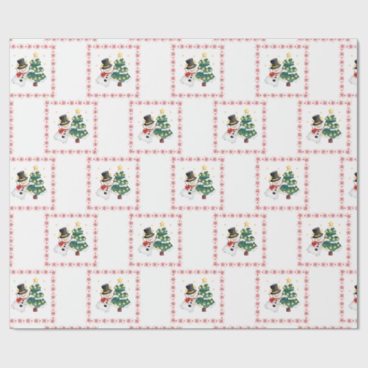 "Cool Sneeuwman" & Kerstboom Cadeaupapier (Vlak)