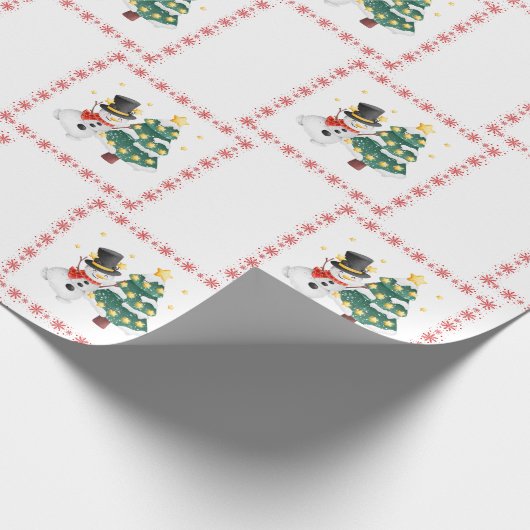 "Cool Sneeuwman" & Kerstboom Cadeaupapier (Hoek)