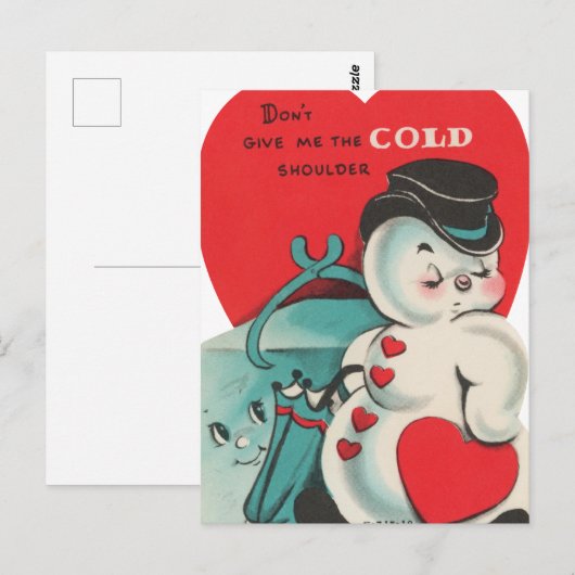 Cool sneeuwman retro  Valentijn Briefkaart (Voorkant / Achterkant)