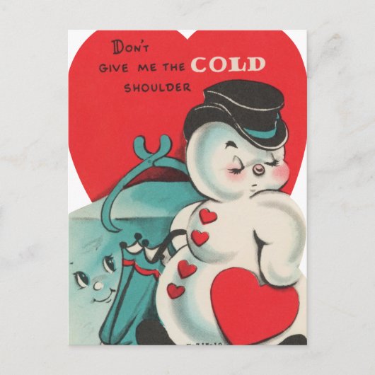 Cool sneeuwman retro  Valentijn Briefkaart (Voorkant)