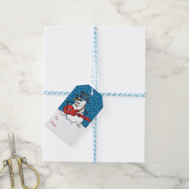 Cool Sneeuwman Spelen Een Gitaar Cadeaulabel