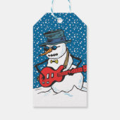 Cool Sneeuwman Spelen Een Gitaar Cadeaulabel (Achterkant)