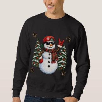 Cool Sneeuwman Zonnebril Rock On Kerst T-shirt