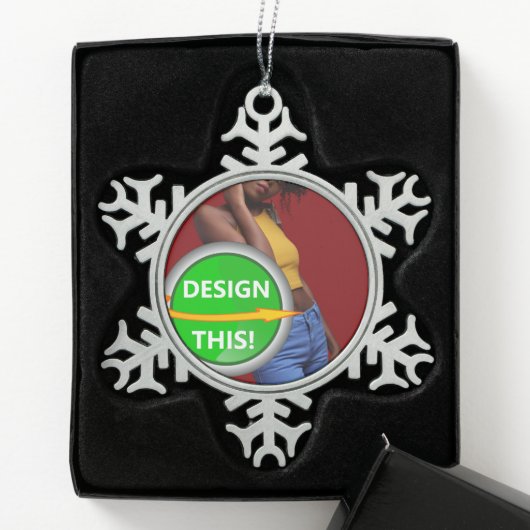 COOL! Sneeuwvlok Ornament - Pewter - Custom (Kistje)
