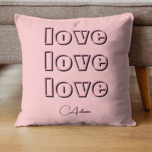 Cool Snoep Pink Clean 3 x Love   Roos van pastel Kussen
