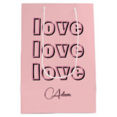 Cool Snoep Pink Clean 3 x Love | Roos van pastel Medium Cadeauzakje (Achterkant)