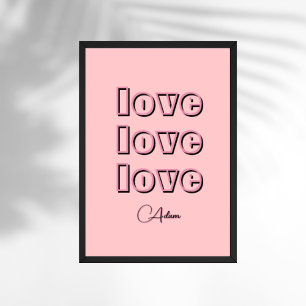 Cool Snoep Pink Clean 3 x Love Roos van pastel Poster